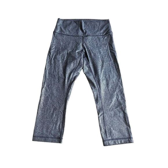 Lululemon womens Sz 8 black silver wunder under luminosity foil leggings - Picture 3 of 8